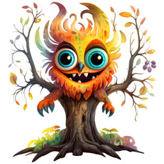 Brightly colored cartoon trees