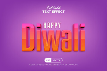 Obraz premium Happy Diwali Text Effect Shiny Style. Editable Text Effect.