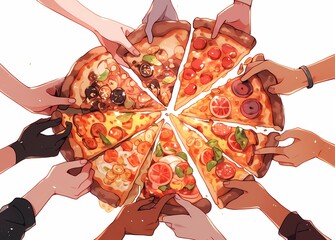 italian pizza, illustration for pizzeria, snack bar, menu