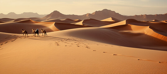Safari adventure on Marokan Desert - obrazy, fototapety, plakaty