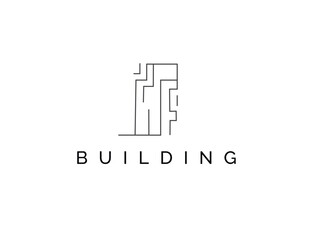 Vector building Real estate logo, element. Modern style Building architecture icon. Building Line art design.