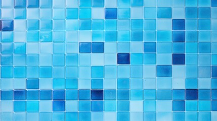 Blue light ceramic wall and floor tiles mosaic background in bathroom and kitchen. Design pattern geometric with grid wallpaper texture decoration pool. Simple seamless abstract surface clean