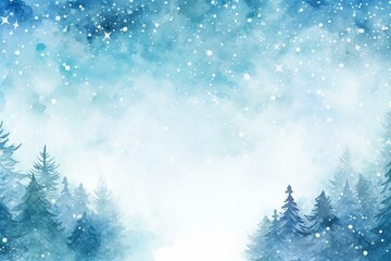 Winter-themed blue and aqua watercolor background with plenty of space for text. Generative AI - obrazy, fototapety, plakaty