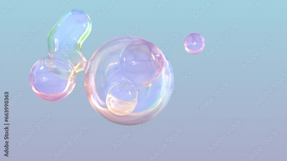 Poster metaball animation of morphing liquid blobs. background of 3d abstract colorful metaballs. bright ho