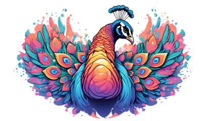 Peacock Graphic Design in Vibrant Colors (PNG 12000x7200)