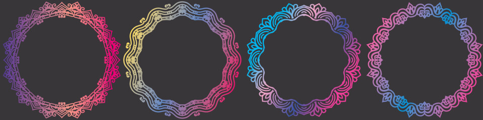 circle art frame set, coloring art circle design.