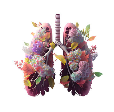 Salud y medicina de los pulmones y el aparato respiratorio.  Concepto de contaminación y polución. Salud y calidad del aire. Primavera y alergias.