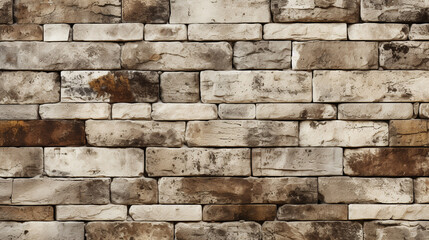 Old white ruined bricks on the wall background 3d Rendering