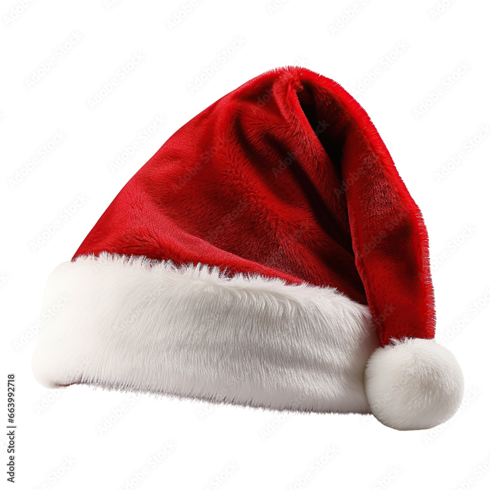 Wall mural Red santa hat isolated on white background