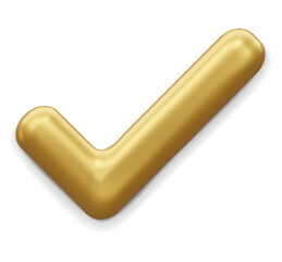 3D gold Checkmark icon. Checkmark right symbol, tick sign. check and uncheck for web and mobile apps. 3D vector illustration. © vensto