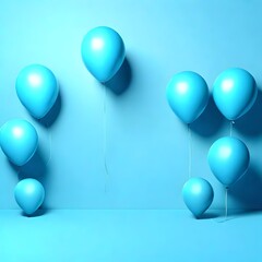 balloons on blue background, generative AI