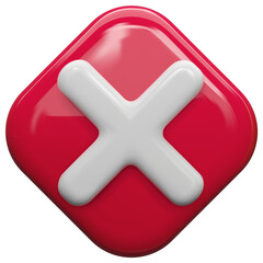 Obraz premium 3D red X mark icon. Checkmark right symbol, tick sign. check and uncheck for web and mobile apps. 3D vector illustration.