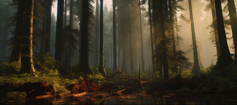 Ilustraci&oacute;n de bosque frondoso 3