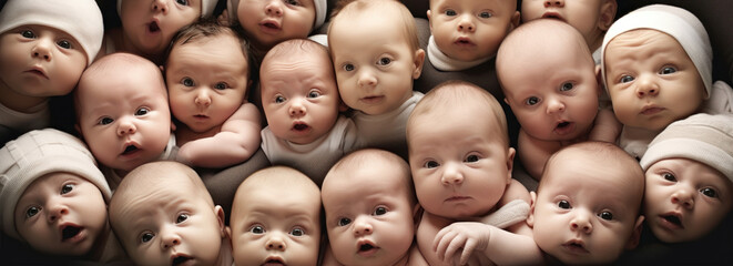 group portrait of babies together - obrazy, fototapety, plakaty