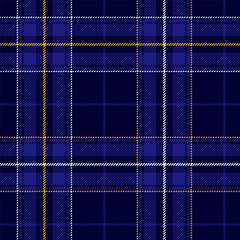 Classic plaid or tartan pattern with yellow and white on blue - 663994529
