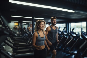 Fototapeta na wymiar Fitness enthusiasts at the gym