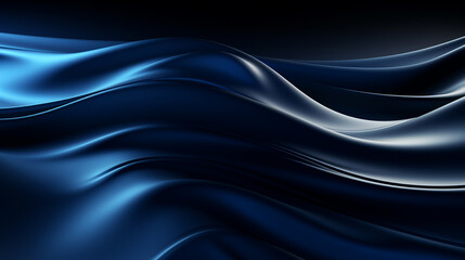 Dark blue paper waves abstract banner design. 3d Rendering