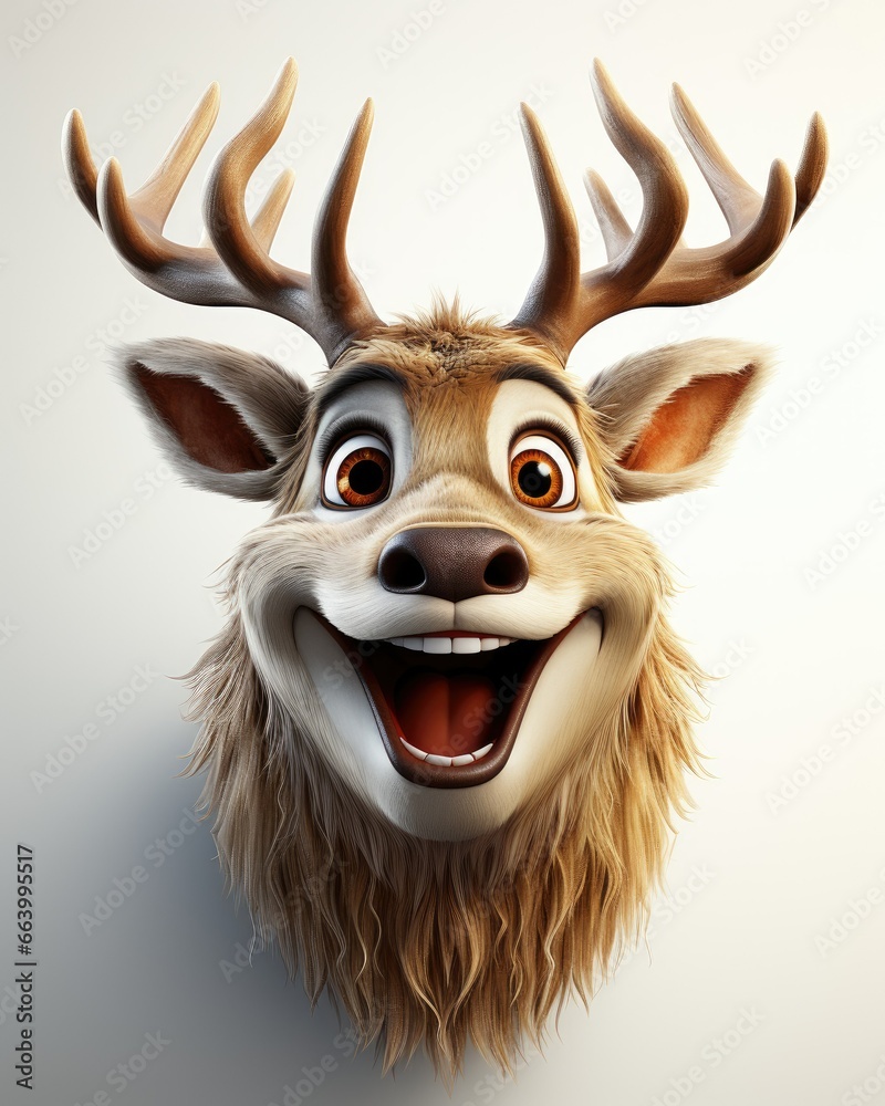 Sticker a deer mask with a big smile on it's face. generative ai