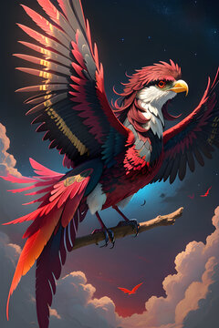 Abstract AI-Generated Art: Surreal Fusion of Fantasy Birds