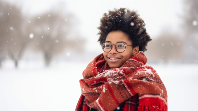 African-American woman wearing a red scarf. AI Generated
