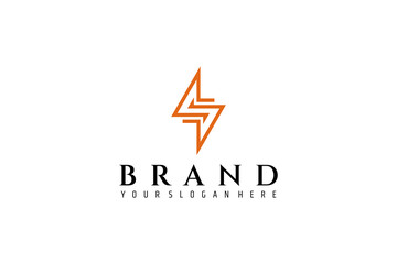 thunder icon symbol with line art design logo