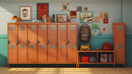 A school locker room illustration