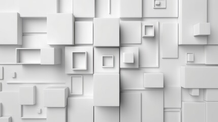 Futuristic 3D abstract white geometry background. Modern gradient illustration, minimal. Futuristic artwork, digital drawing for interior design, fashion textile, wallpaper, website - obrazy, fototapety, plakaty