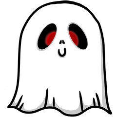 Cute little ghost with red eyes