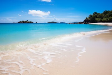 Fototapeta na wymiar A serene and beautiful beach with clear blue waters. Generative AI