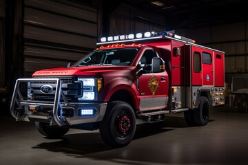 A vehicle utilized by paramedics and emergency services for firefighting purposes. Generative AI