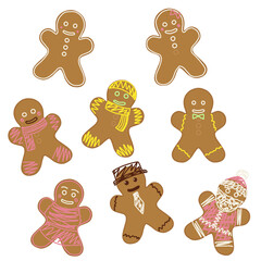 デコレーションされた色々なジンジャーブレッドマン