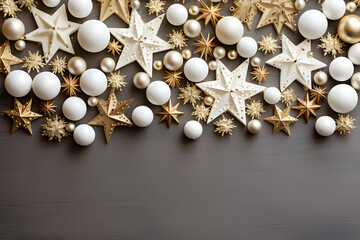 Gilded Noel, Festive Christmas and New Year Holiday Background with Golden Decorations