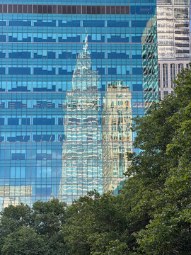 skyscrapers reflection glass windows of a building