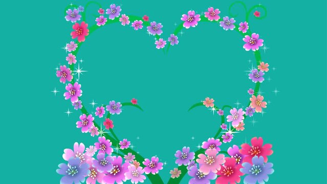 Abstract Heart design decor with flowers background and 2d animation, love background, heart shape, floral, ornament 