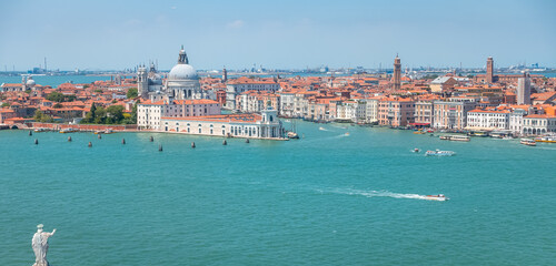 Vue aérienne de Venise depuis l'église de San Giorgio Maggiore.	