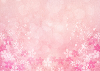 桜の水彩背景 春の和風お祝い事フレーム