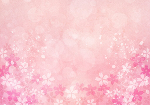 桜の水彩背景 春の和風お祝い事フレーム