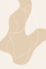 Abstract Minimalist Soft Beige Colored Doodle Poster Template Pattern background