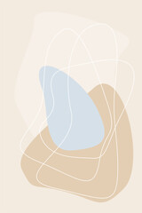 Abstract Minimalist Soft Beige Colored Doodle Poster Template Pattern background