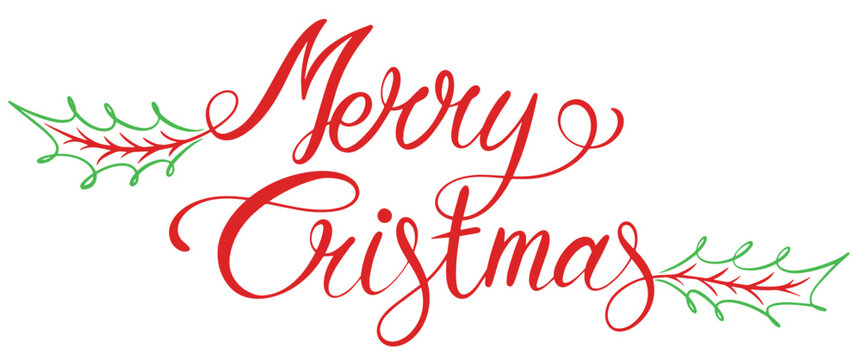 Merry cristmas hand lettering calligraphy isolated on white background. Vector holiday illustration element. Merry Christmas script calligraphy