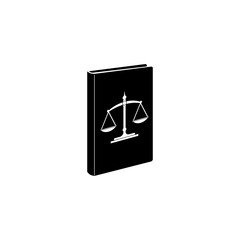 Law book and scales icon isolated on transparent background