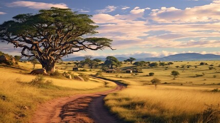 A Safari in Serengeti National Park, Tanzania with Wildlife - obrazy, fototapety, plakaty
