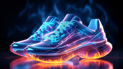 Advertising showcasing shoes and sportswear, perfect for fitness enthusiasts, runners