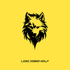 Wolf logo template. Vector
The front view of the symmetrical wolf looks dangerous. Vector icon