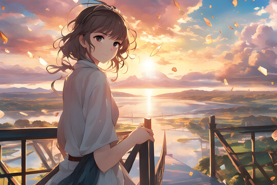 AI-Generated Anime Sunlight: Colorful 4K Portrait