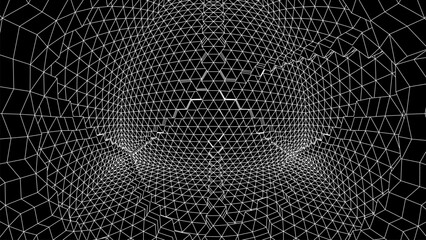 Geometric grid background with 80s styled mesh. Cyberpunk abstract background with retro computer grid.