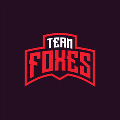 Vector team foxes ports club text logo design, editable template, fonts for logo animal mascot,lettering for esports team