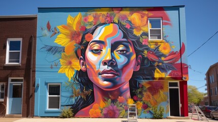 vibrant and expressive mural that reflects a colorful vision - obrazy, fototapety, plakaty