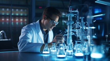 A scientist conducting thoughtful experiments in a laboratory setting, showcasing the element copper.