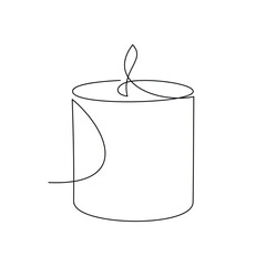 Candle line continuous drawing vector. Abstract linear icon. Minimal hand drawn illustration, graphic design, print, banner, card, poster, sign, symbol, logo, Christmas ornament, holiday decor.